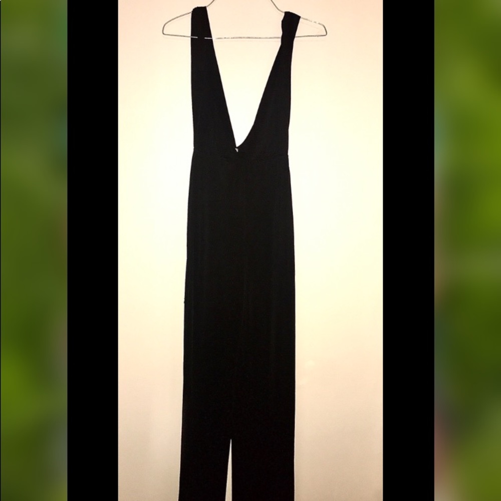 Silky Black Low Cut Jumpsuit